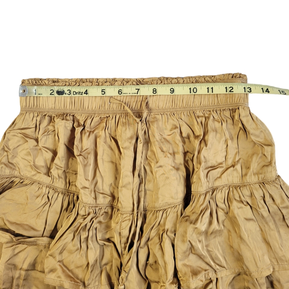 AERIE Gold Ruffle Mini Skirt Size S - Picture 6 of 8